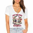Audiobook Lover Bookish Headphones Just One More Chapter Women's Jersey Short Sleeve Deep V-Neck Tshirt