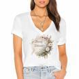 Barely Tolerable Book Lover Bookish Floral Bookworm Women's Jersey Short Sleeve Deep V-Neck Tshirt