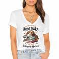 Basset Hound Dog Breed I Just Want To Read Books And Pet My Women's Jersey Short Sleeve Deep V-Neck Tshirt