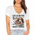 Basset Hound Dog Breed Life Is Better With Books And a For Men Women Girls Kids Women's Jersey Short Sleeve Deep V-Neck Tshirt