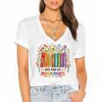 Boho Floral Book Big Fan Of Human Rights Liberal Protest Women's Jersey Short Sleeve Deep V-Neck Tshirt