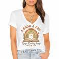 A Book A Day Keeps Reality Away Reading Women's Jersey Short Sleeve Deep V-Neck Tshirt A Book A Day Keeps Reality Away Reading Women's Jersey Short Sleeve Deep V-Neck Tshirt