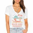 Book Girl Summer Book Reading Retro Sunset Women's Jersey Short Sleeve Deep V-Neck Tshirt Book Girl Summer Book Reading Retro Sunset Women's Jersey Short Sleeve Deep V-Neck Tshirt