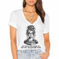 Book Lover Bent Over a Book Women's Jersey Short Sleeve Deep V-Neck Tshirt