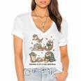 Book Lover Bookish Bookworm Reading Is My Otter-Obsession Women's Jersey Short Sleeve Deep V-Neck Tshirt