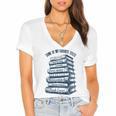 Book Lover Bookish Reader Bibliophile Book Nerd Titles Women's Jersey Short Sleeve Deep V-Neck Tshirt