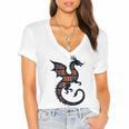 Book Lover Bookworm Reading Books Dragon Women's Jersey Short Sleeve Deep V-Neck Tshirt