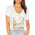 Book Lover Moonlight Reading Scene Night Women's Jersey Short Sleeve Deep V-Neck Tshirt Book Lover Moonlight Reading Scene Night Women's Jersey Short Sleeve Deep V-Neck Tshirt