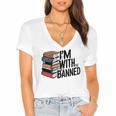 Book Lovers Im With The Banned Books For Reading Librarian Women's Jersey Short Sleeve Deep V-Neck Tshirt Book Lovers Im With The Banned Books For Reading Librarian Women's Jersey Short Sleeve Deep V-Neck Tshirt