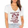 Book Readers Forced To Work Sadness Women's Jersey Short Sleeve Deep V-Neck Tshirt