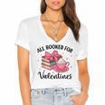 All Booked For Valentine Teacher Valentines Day Book Lover Women's Jersey Short Sleeve Deep V-Neck Tshirt