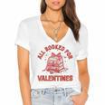 All Booked For Valentines Bow Heart Book Lover Valentine Day Women's Jersey Short Sleeve Deep V-Neck Tshirt