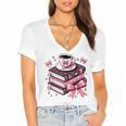 All Booked For Valentine's Teacher Coquette Bow Coffee Book Women's Jersey Short Sleeve Deep V-Neck Tshirt All Booked For Valentine's Teacher Coquette Bow Coffee Book Women's Jersey Short Sleeve Deep V-Neck Tshirt