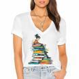 Books Abstract Artist Women Art Painting Books Women's Jersey Short Sleeve Deep V-Neck Tshirt Books Abstract Artist Women Art Painting Books Women's Jersey Short Sleeve Deep V-Neck Tshirt