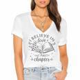 Books I Believe In Love At First Chapter Book Lover Women's Jersey Short Sleeve Deep V-Neck Tshirt