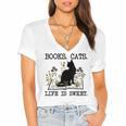Books Cats Life Is Sweet Cat Book Lover Men Women Teen Women's Jersey Short Sleeve Deep V-Neck Tshirt Books Cats Life Is Sweet Cat Book Lover Men Women Teen Women's Jersey Short Sleeve Deep V-Neck Tshirt