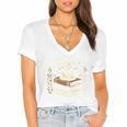 Books Coffee And Quiet Places Literature Women's Jersey Short Sleeve Deep V-Neck Tshirt
