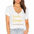 Books Are My Escape Simple Reading Quote Women's Jersey Short Sleeve Deep V-Neck Tshirt