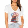 Books Fireworks 4th Of July Bookworm Patriotic Reader Women's Jersey Short Sleeve Deep V-Neck Tshirt Books Fireworks 4th Of July Bookworm Patriotic Reader Women's Jersey Short Sleeve Deep V-Neck Tshirt