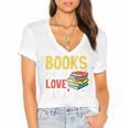 Books Are My Love Language Stack Women's Jersey Short Sleeve Deep V-Neck Tshirt Books Are My Love Language Stack Women's Jersey Short Sleeve Deep V-Neck Tshirt