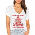 Books Are My Love Language Valentine Book Reading Teacher Women's Jersey Short Sleeve Deep V-Neck Tshirt Books Are My Love Language Valentine Book Reading Teacher Women's Jersey Short Sleeve Deep V-Neck Tshirt