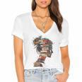 Books Lover Women Art Colorful Drawing Graphic Books Women's Jersey Short Sleeve Deep V-Neck Tshirt