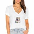 Books The Original Handheld Device Book Librarian Premium Women's Jersey Short Sleeve Deep V-Neck Tshirt