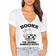 Books The Original Handheld Device Book Lover Women's Jersey Short Sleeve Deep V-Neck Tshirt