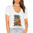 Books Painting Colorful Art Abstract Graphic Books Women's Jersey Short Sleeve Deep V-Neck Tshirt Books Painting Colorful Art Abstract Graphic Books Women's Jersey Short Sleeve Deep V-Neck Tshirt