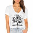 I Like Books More Than People Quote Women's Jersey Short Sleeve Deep V-Neck Tshirt