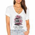 I Like Books More Than I Like People Reader Teacher Bookworm Women's Jersey Short Sleeve Deep V-Neck Tshirt