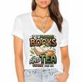 Bookworm If It Involves Books And Tea Lover Reading Premium Tri-Blend Women's Jersey Short Sleeve Deep V-Neck Tshirt