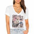 Born To Read Forced To Work Booklover -Adults Book Lovers Casual Grey Small Women's Jersey Short Sleeve Deep V-Neck Tshirt