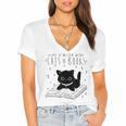 Cat Book For Women Life Is Better With Cats And Books Women's Jersey Short Sleeve Deep V-Neck Tshirt Cat Book For Women Life Is Better With Cats And Books Women's Jersey Short Sleeve Deep V-Neck Tshirt
