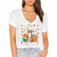 Cat Fall In Love With Reading Book Lover Autumn Women's Jersey Short Sleeve Deep V-Neck Tshirt