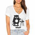 Cat What Humor Introvert Anti-Social Women's Jersey Short Sleeve Deep V-Neck Tshirt Cat What Humor Introvert Anti-Social Women's Jersey Short Sleeve Deep V-Neck Tshirt