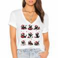 Cat Reading Books Lover Christmas Cat Lover Xmas Women's Jersey Short Sleeve Deep V-Neck Tshirt Cat Reading Books Lover Christmas Cat Lover Xmas Women's Jersey Short Sleeve Deep V-Neck Tshirt