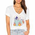 Cat Reading a Romance BookI Like My Books Extra Spicy Women's Jersey Short Sleeve Deep V-Neck Tshirt