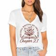 Chapter 21 Book Readers Flower Lovers 21st Birthday Girls Women's Jersey Short Sleeve Deep V-Neck Tshirt