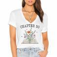 Chapter 50 Book Lovers & Readers 50th Birthday Wildflowers Women's Jersey Short Sleeve Deep V-Neck Tshirt Chapter 50 Book Lovers & Readers 50th Birthday Wildflowers Women's Jersey Short Sleeve Deep V-Neck Tshirt