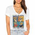 Cheetah Love Reading And Cheetahs Kids Bookworm Women's Jersey Short Sleeve Deep V-Neck Tshirt Cheetah Love Reading And Cheetahs Kids Bookworm Women's Jersey Short Sleeve Deep V-Neck Tshirt