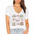 Christmas Book Lover Reading Reader Men Women Kids Xmas Women's Jersey Short Sleeve Deep V-Neck Tshirt Christmas Book Lover Reading Reader Men Women Kids Xmas Women's Jersey Short Sleeve Deep V-Neck Tshirt