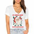 Christmas Bookish He Knows What You'Ve Been Reading Women Women's Jersey Short Sleeve Deep V-Neck Tshirt