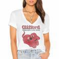 Clifford The Big Red Dog Clifford And Emily Book Cover Women's Jersey Short Sleeve Deep V-Neck Tshirt Clifford The Big Red Dog Clifford And Emily Book Cover Women's Jersey Short Sleeve Deep V-Neck Tshirt