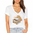 Coffee And Books Adult Books Lover Reading Women's Jersey Short Sleeve Deep V-Neck Tshirt