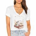 Coffee Cats & Books Cute Cat Book Lover Reading Women's Jersey Short Sleeve Deep V-Neck Tshirt Coffee Cats & Books Cute Cat Book Lover Reading Women's Jersey Short Sleeve Deep V-Neck Tshirt