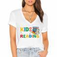 All The-Cool Kids Are Reading Teacher Book Lover Librarian Premium Women's Jersey Short Sleeve Deep V-Neck Tshirt