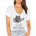 Cozy Mysteries Coffee And Novel For Book Lovers Women's Jersey Short Sleeve Deep V-Neck Tshirt Cozy Mysteries Coffee And Novel For Book Lovers Women's Jersey Short Sleeve Deep V-Neck Tshirt