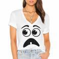 Creepy Face Carrot Halloween Book Character Costume Women's Jersey Short Sleeve Deep V-Neck Tshirt Creepy Face Carrot Halloween Book Character Costume Women's Jersey Short Sleeve Deep V-Neck Tshirt