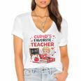 Cupid's Favorite Math Teacher Valentine Reading Book Women Women's Jersey Short Sleeve Deep V-Neck Tshirt Cupid's Favorite Math Teacher Valentine Reading Book Women Women's Jersey Short Sleeve Deep V-Neck Tshirt